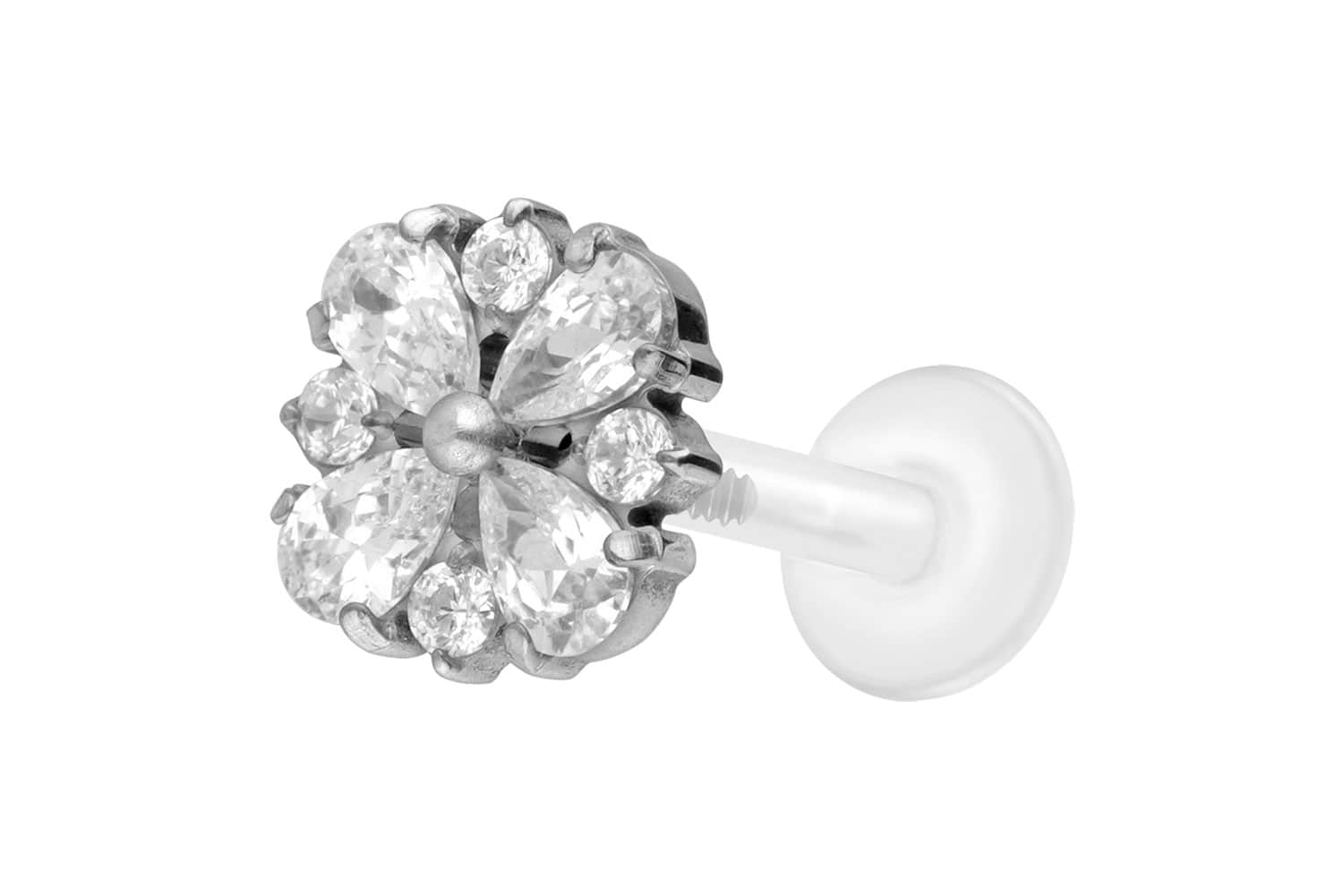 PTFE Labret mit Innengewinde + Titan-Aufsatz KRISTALLORNAMENT